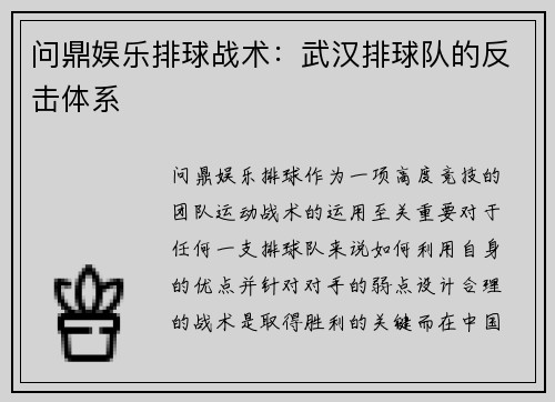 问鼎娱乐排球战术：武汉排球队的反击体系